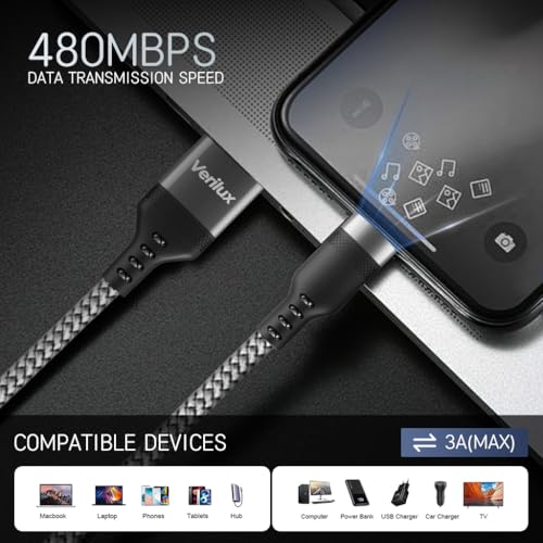 Verilux® 2Pcs TYPE C Charging Cable 15W 3A Fast Charging Verilux® 2Pcs TYPE C Charging Cable 15W 3A Fast Charging